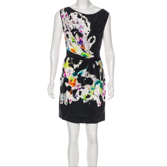 {Diane Von Furstenburg} Black Paint-Bomb Tella Silk Dress - Picture 2 of 3